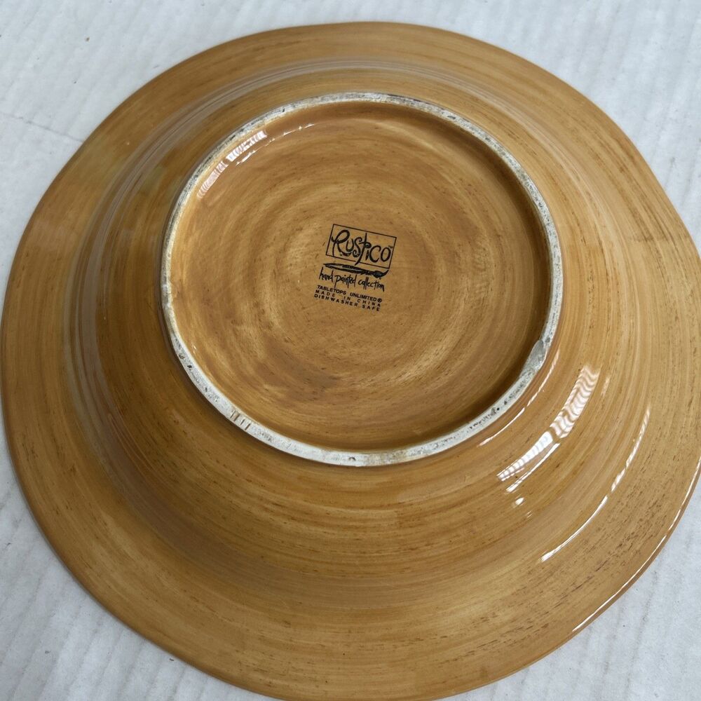 Tabletops Unlimited RUSTICO Bowl Hand Painted Collection Mustard Color 10” - Picture 6 of 10